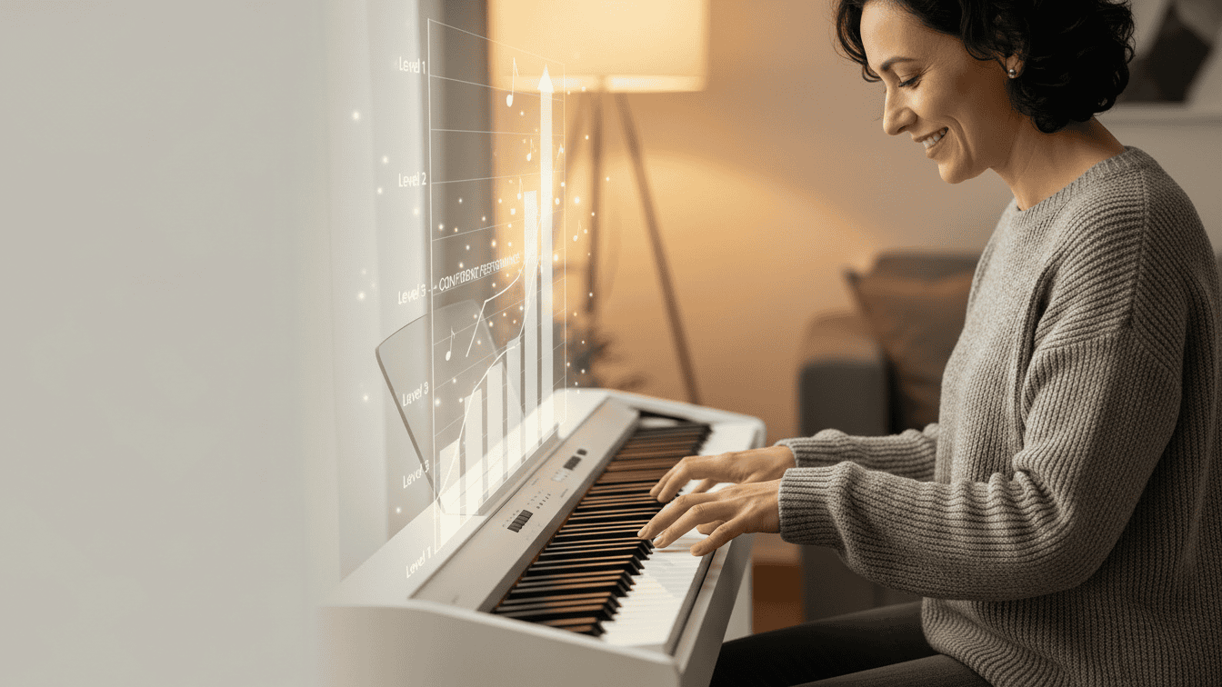 Adult learning piano progress faster
