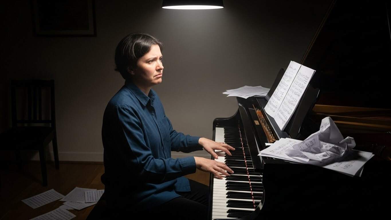 Adult feeling frustrated learning piano